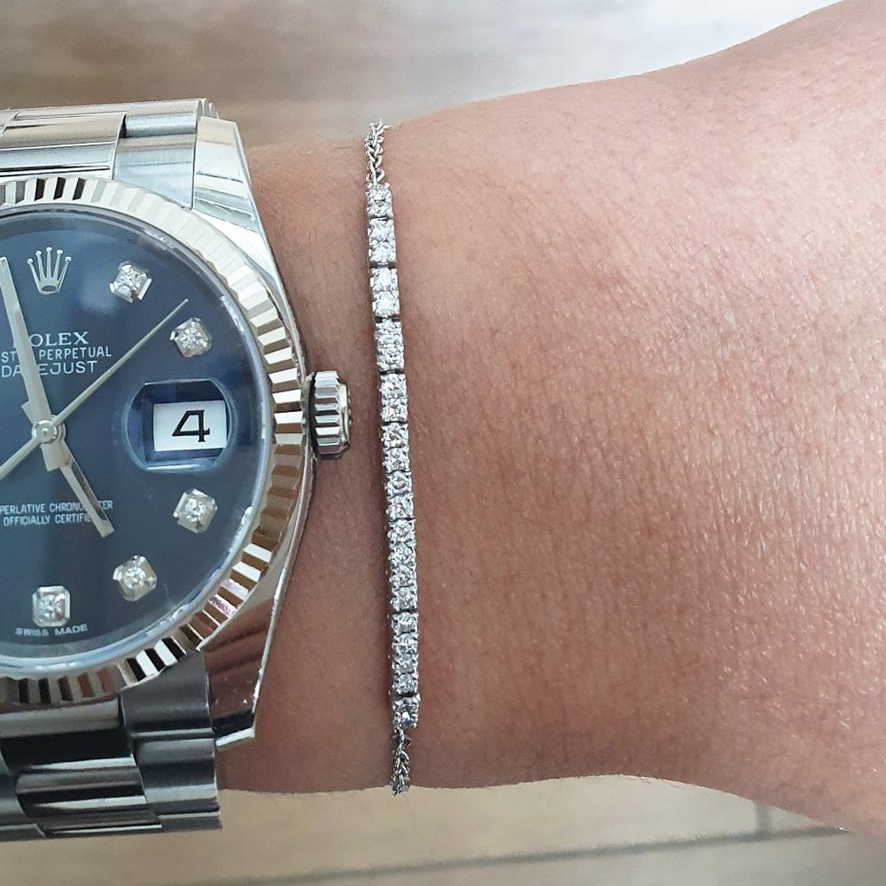 Real Diamond Bracelet Round 14K White Gold 0.40 TCW